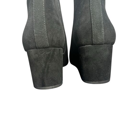 Gianni Bini Black Suede Leather Ankle Boots Block Heel Zip Size 8M - Picture 5 of 11